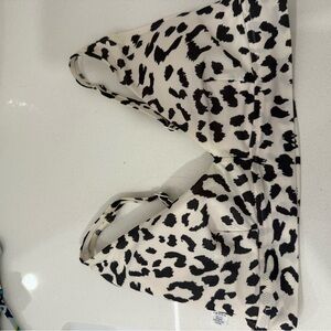 Aerie Black and White Animal Print Bikini Top